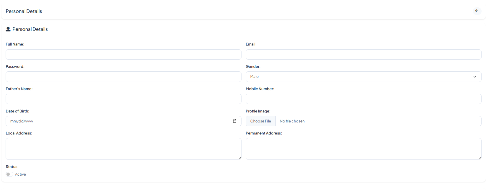 Create employee - personal details