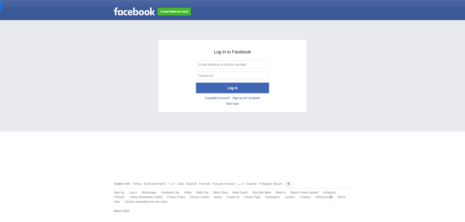 Facebook login